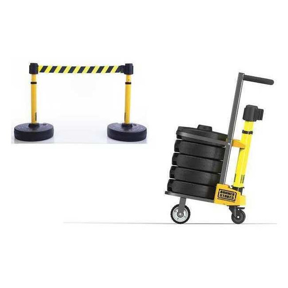 Banner Stakes PLUS Barricade,Yellow with Black Stripes PL4008