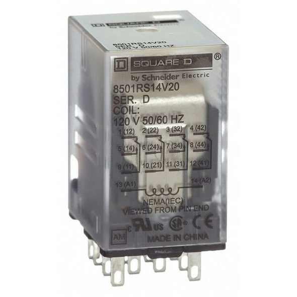 Schneider Electric General Purpose Relay,120VAC, 6A, 14Pins 8501RS14V20