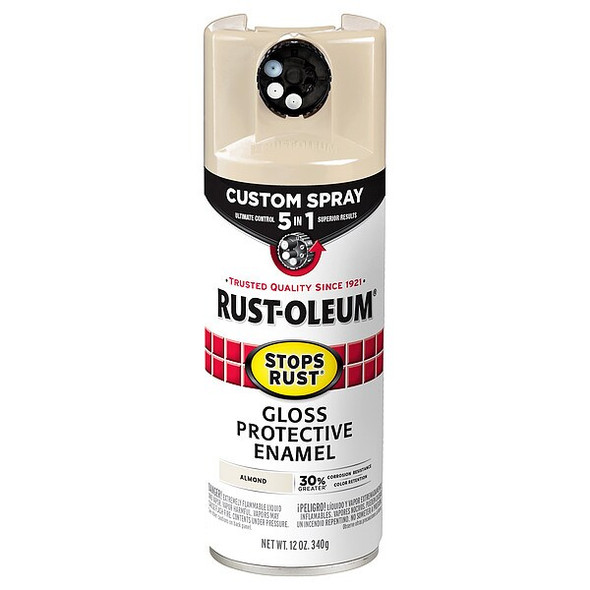 Rust-Oleum Rust Preventative Spray Paint, Almond, Gloss, Solvent, 12 Oz 376900
