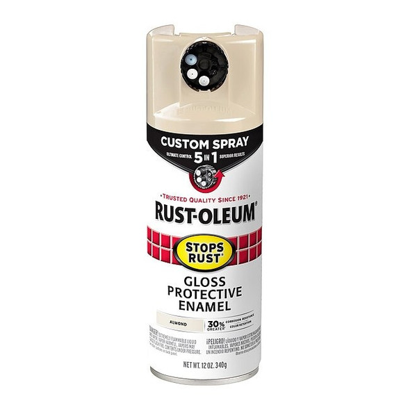 Rust-Oleum Rust Preventative Spray Paint, Almond, Gloss, Solvent, 12 Oz 376900