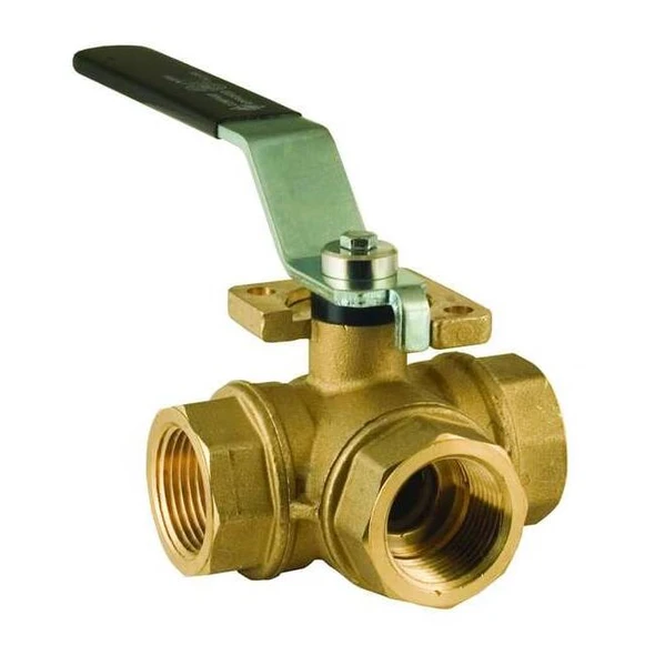 Bonomi Manual 3-Way Ball Valve,1",Brass 355N-1"