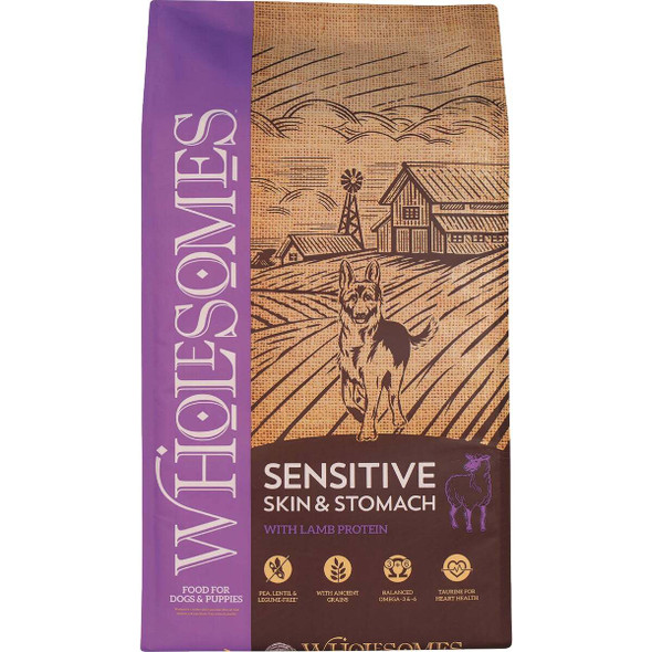 Wholesomes Sensitive Skin & Stomach 30 Lb. Lamb Dry Dog Food 348466