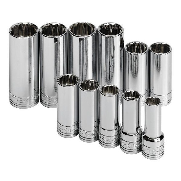 3/8" Drive Socket Set Metric 11 Pieces 9 mm to 19 mm , Chrome
