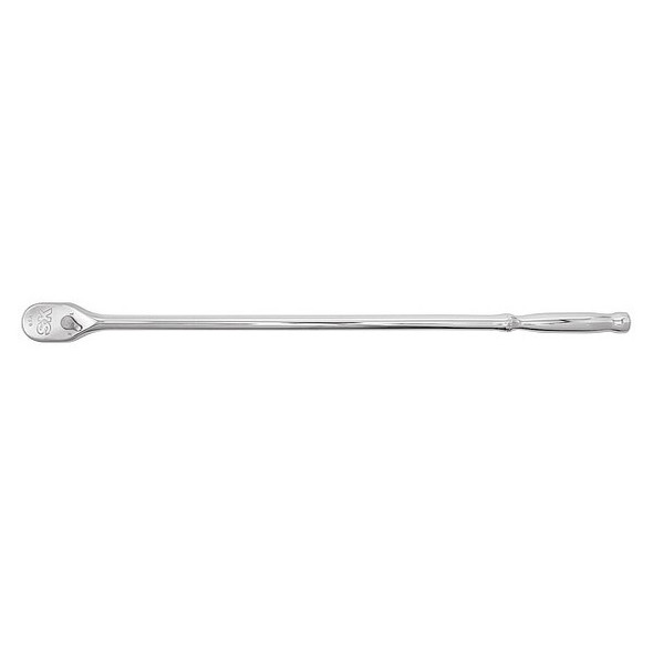 1/2" Drive 90 Geared Teeth Pear Head Style Hand Ratchet, 24" L, Chrome Finish