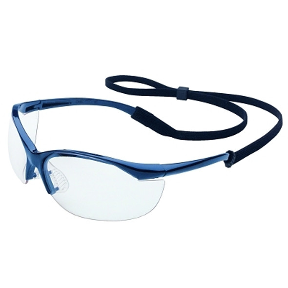 Vapor Eyewear, Clear Lens, Polycarbonate, Hard Coat, Metallic Blue Frame, Nylon Pack of 10