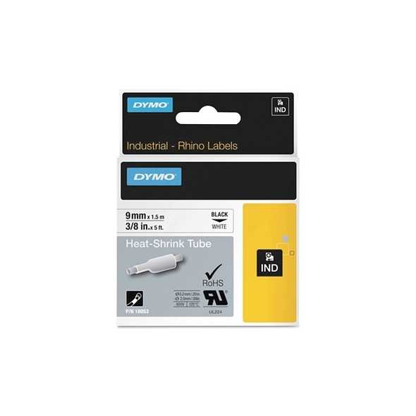 Heat-Shrink Tube, 3/8 in W x 5 ft L, Black on White Pack of 5