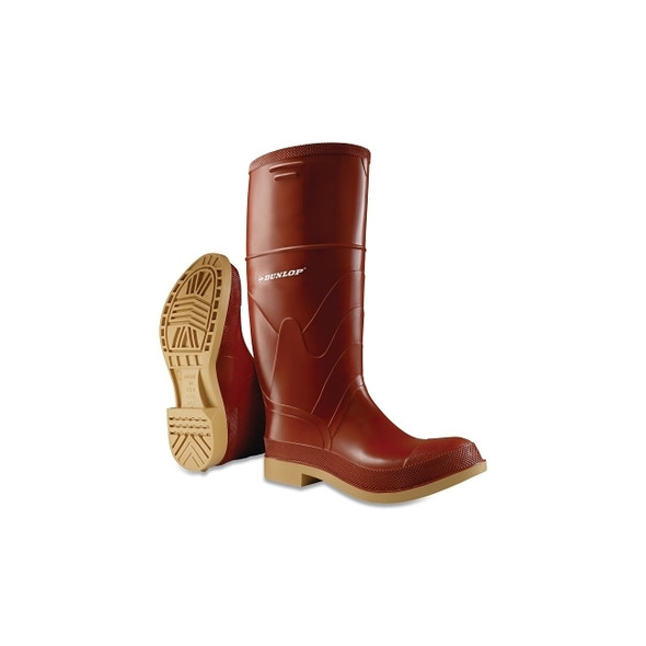 Superpoly® Steel Toe Rubber Boots, Men's 7, 16 in Boot, Polyurethane/PVC, Burgundy/Tan