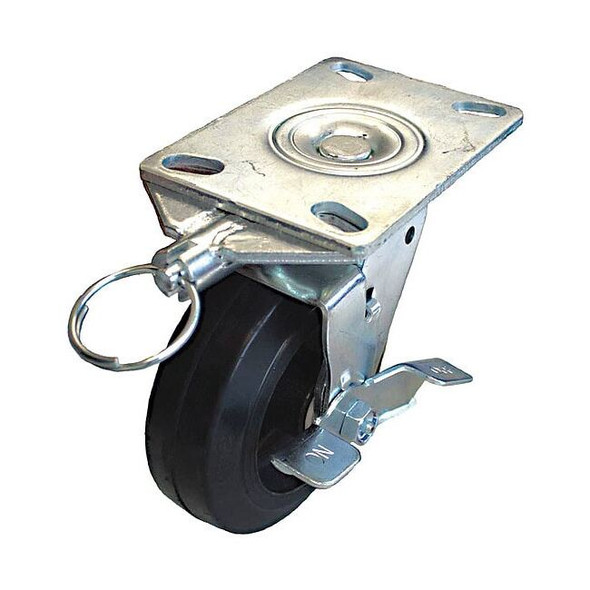 Manufacturer Varies Plate Caster,600 lb. Load,Black Wheel P21S-RY080KP-16-WB-DL