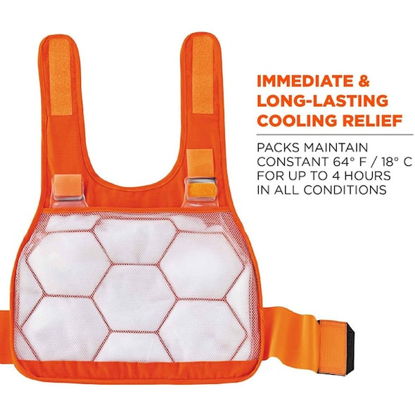 Ergodyne FR Cooling Vest,Orange,4 hr.,S/M 6215HV