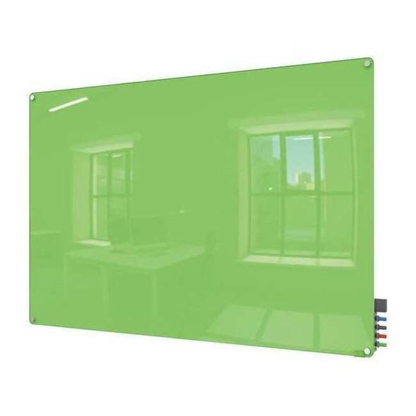 Dry Erase Board, Glass, 24 in, 36 in, No Frame Frame, Green, Gloss