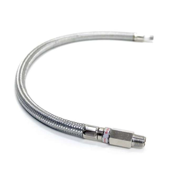 20" S.S. Braided Leader Hose w/ Check Valve (1/8"M to 1/4"M, NPT, Swivel)
