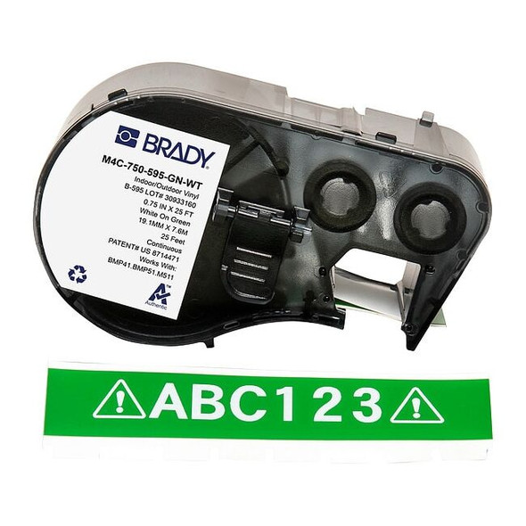 Brady Label/RibbonCartridge,Green,Gloss,3/4inW M4C-750-595-GN-WT