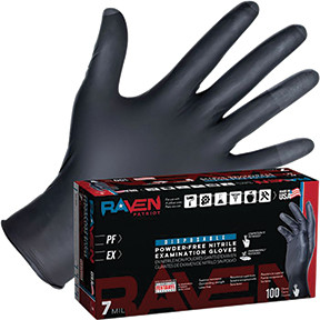 Raven® Patriot Powder-Free Exam Grade Nitrile Disposable Gloves - 7 Mil - 100PK - L 66483