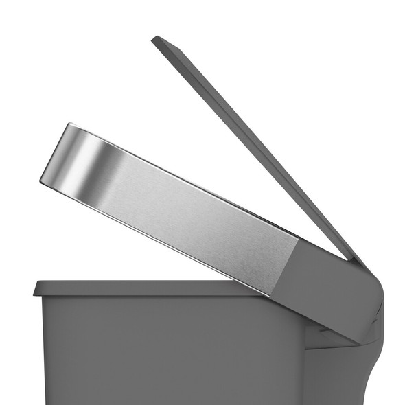 Simplehuman 45 L Rectangular Step-On Can, Grey, Plastic, 19 in CW1386
