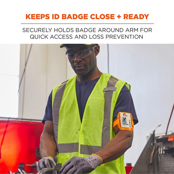 Ergodyne 3386 Orange Arm Band ID Badge Holder, 10PK 3386PK10