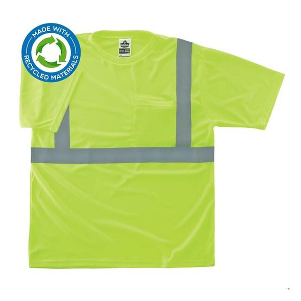 Ergodyne Hi-Vis T-Shirt, 100% recycled polyester, Lime, M 8289-ECO