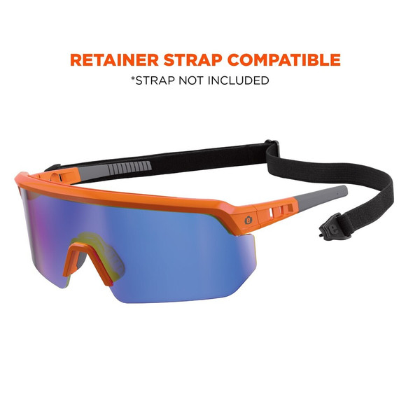 AEGIR-MI, Safety Glasses, Blue Mirror Lens, Orange Frame, Half-Frame