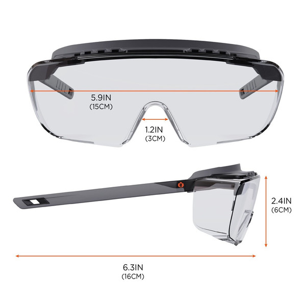 Ergodyne OSMIN, Safety Glasses, Clear Lens, Matte Black Frame OSMIN