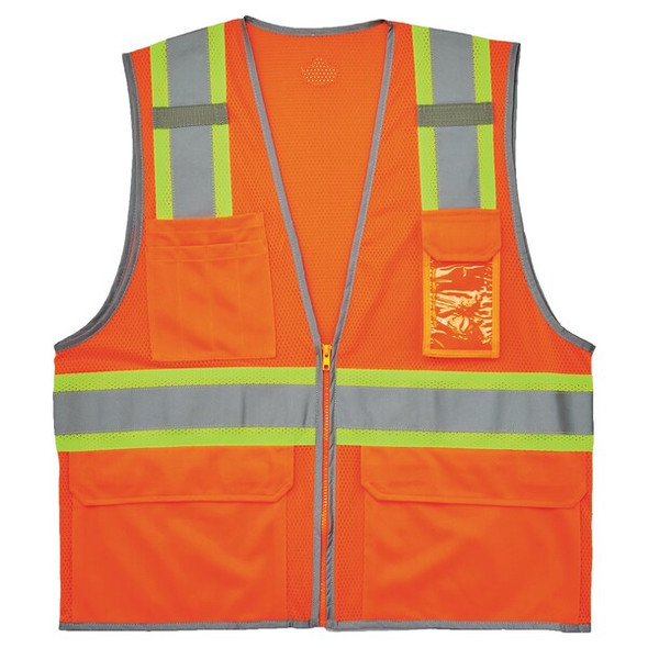 Ergodyne Safety Vest,Two-Tone,Mesh,Orange,XL 8246Z-S