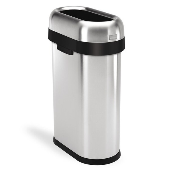 Simplehuman Trash Can, Silver, 13 gal, SS CW1467 Simplehuman Trash Can, Silver, 13 gal, SS CW1467