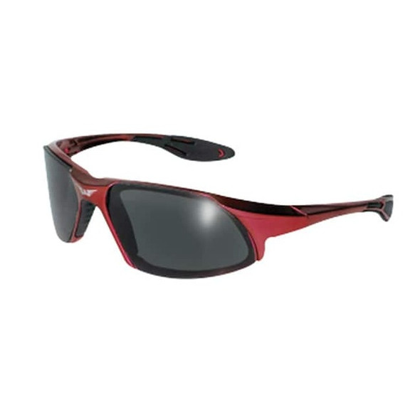 CODE-8, Safety Glasses, Anti-Fog & Anti-Scratch, Smoke Lens, Red Frame