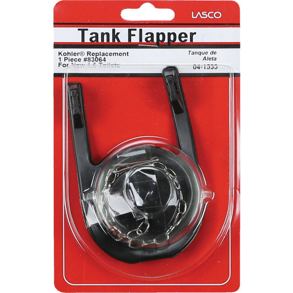 Lasco Kohler Black Flapper with Foam Insert and Chain 04-1533 402465