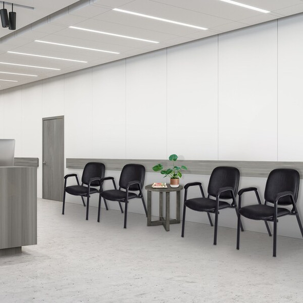 Ace Regency Ace Vinyl Guest Stacking Chair with Arms (4 pack)- Black 2125LBK4PK