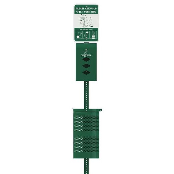 Poopy Pouch Pet Waste Station, Vertical, Green, 17 gal. PP-SD-01-3R200-WP