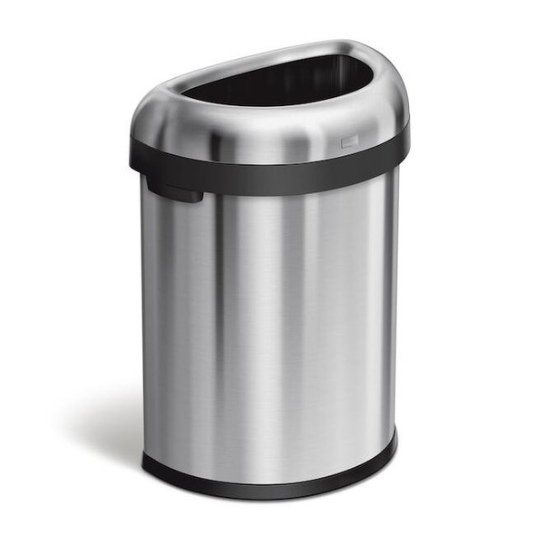 211 gal Half-Round Indoor Metal Can, Brushed, None, Stainless Steel, 20.7 in