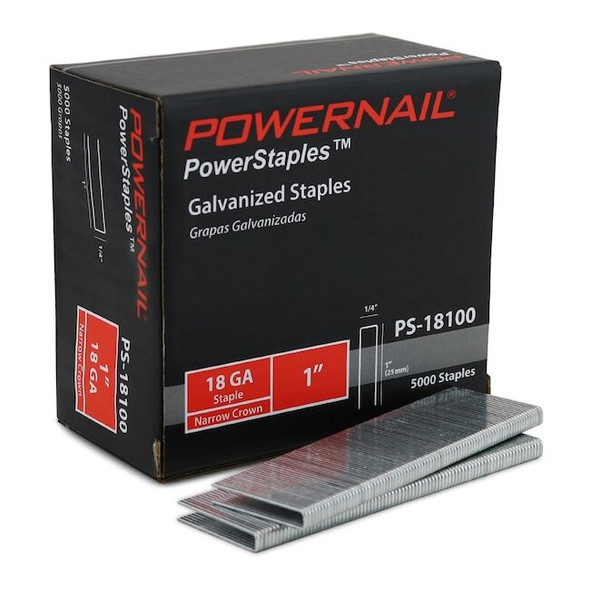 Powernail 18 ga, Narrow Crown, 1 in Leg L, 5000 PK PS18100