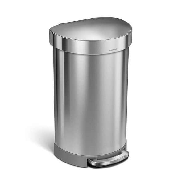 Simplehuman Step-OnTrashContainer,Silver,12gal,SS CW2030