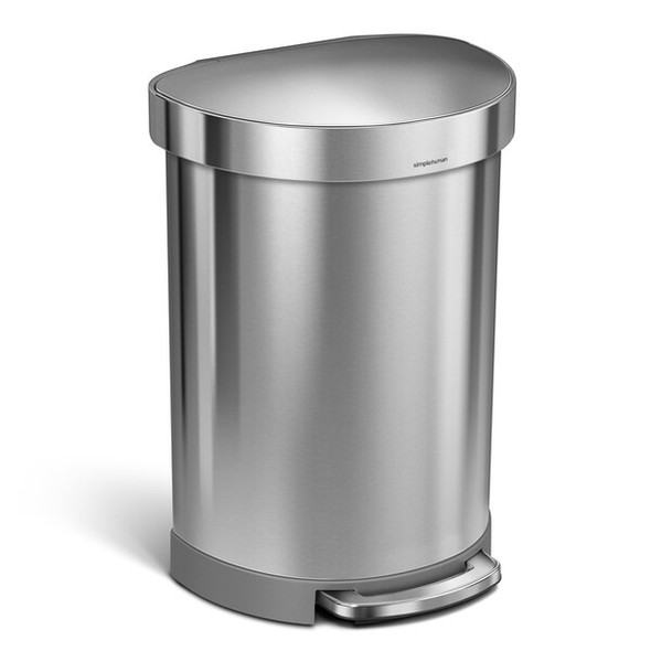 Simplehuman Step-OnTrashContainer,Silver,16gal,SS CW2029 Simplehuman Step-OnTrashContainer,Silver,16gal,SS CW2029
