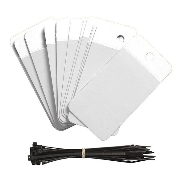 Blank Shipping Tag, Polyester, 5" H x 3-1/4" W, White, Rectangle, 25 PK