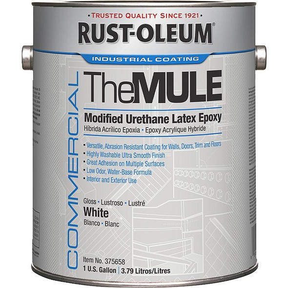 Rust-Oleum Epoxy Coating, Gloss, Water Base, White, 1 gal 375658