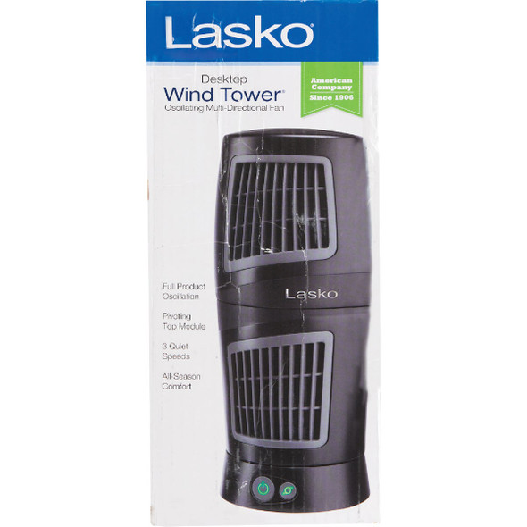 Lasko Twist-Top 13 In. 3-Speed Black Desktop Tower Fan