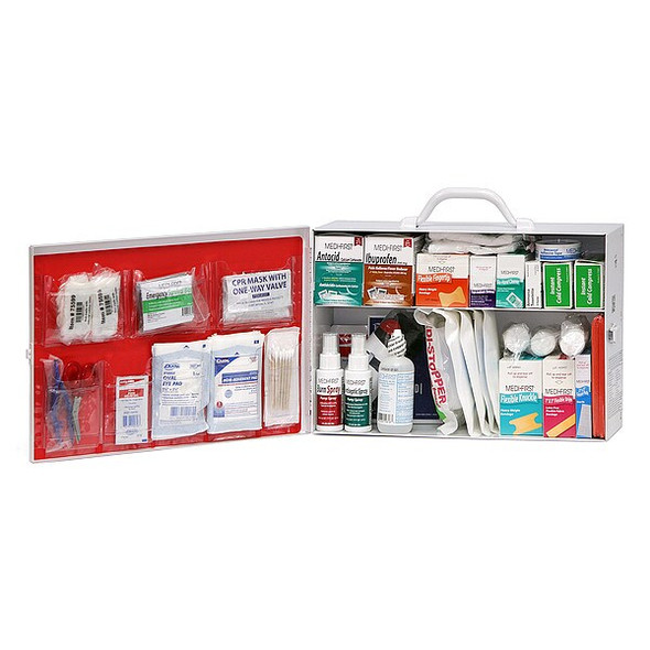 First Aid Kit and Housing, Metal Cabinet, 56 Components, 75 People Served