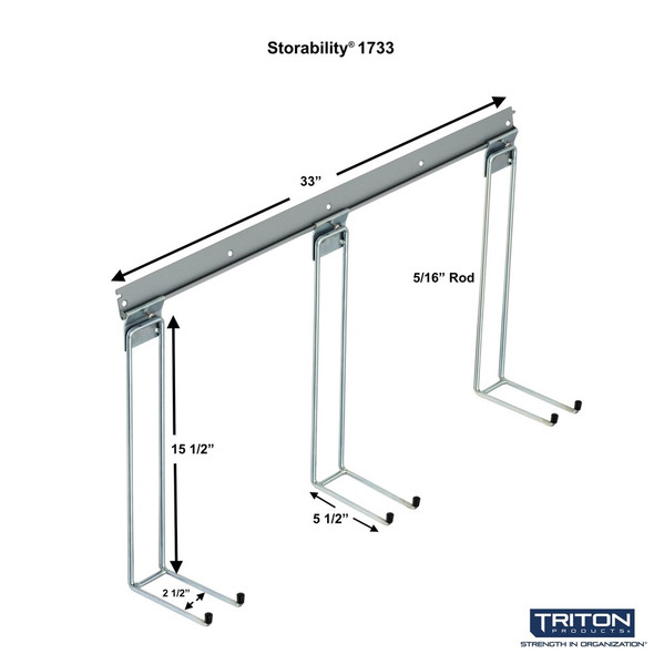 Triton Products Long Handle Tool Hooks For Storability 1700 Top Track, 2 PK 1738