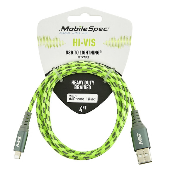 Mobilespec Reinforced USB Cable,Yellow,48in L MBSHV0422 Mobilespec Reinforced USB Cable,Yellow,48in L MBSHV0422