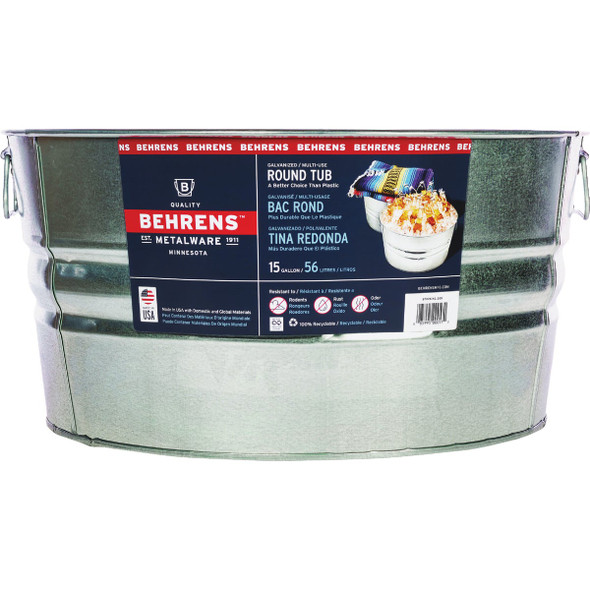 Behrens 15 Gal. Round Galvanized Steel Utility Tub 2GS
