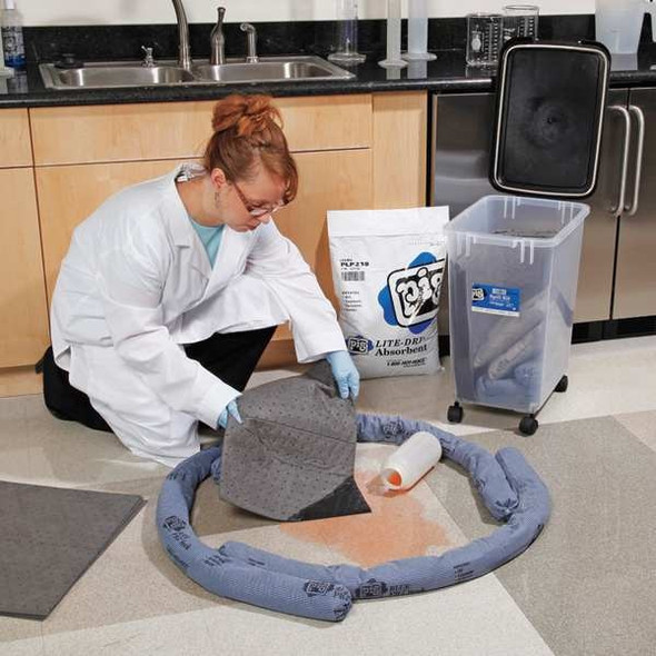 Pig Spill Kit, 12 gal Volume Absorbed per Kit, 29 gal Capacity, Can, Clear, 35 KIT278