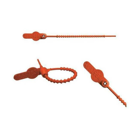 Pull Tight Beaded Molded Seals 5-1/2" x 9/64", Orange, Pk250