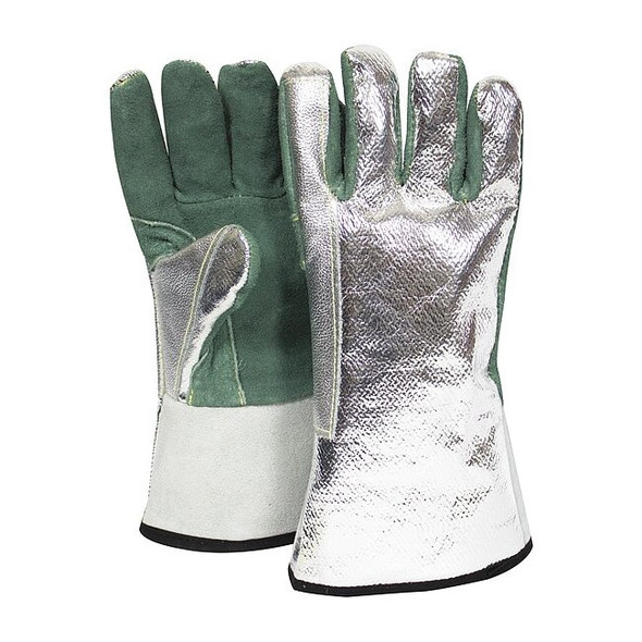 Aluminized Gloves, 285  Degrees F Max Temp., Gauntlet Cuff Universal, 1 PR