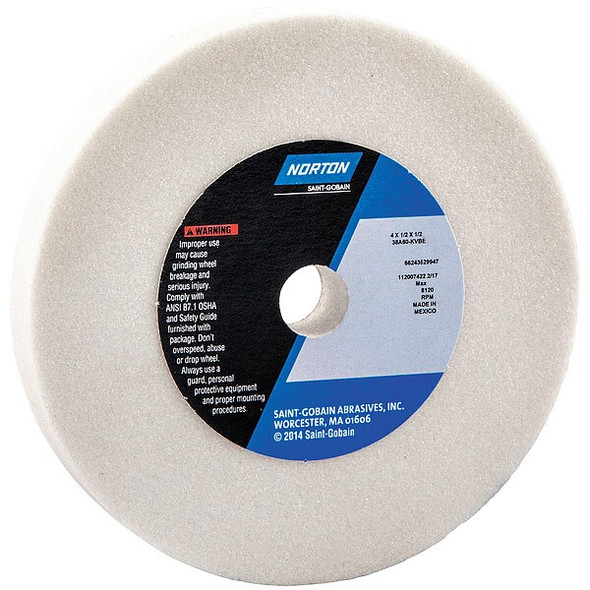 Norton Abrasives Grinding Wheel, T1, 4x1/2x1/2, AO, 60G, PK5 66243529947