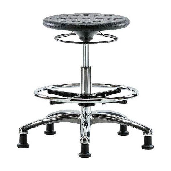 Stool, Polyurethane, Black, 19 1/4 in to 27 in Seat Height