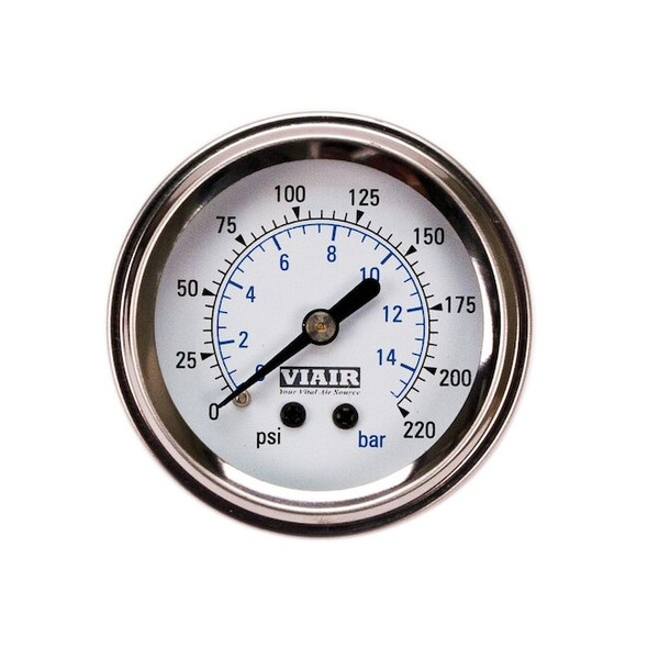 Viair 2" Single Needle Gauge (White Face, Illuminated, 220 PSI) 90089