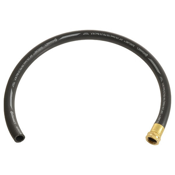 1/2 in ID x 12 ft L Service Sink Hose, EPDM Tube, Black, Brass Fitting