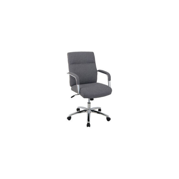 Interion Office Chair With High Back & Fixed Arms Fabric Gray