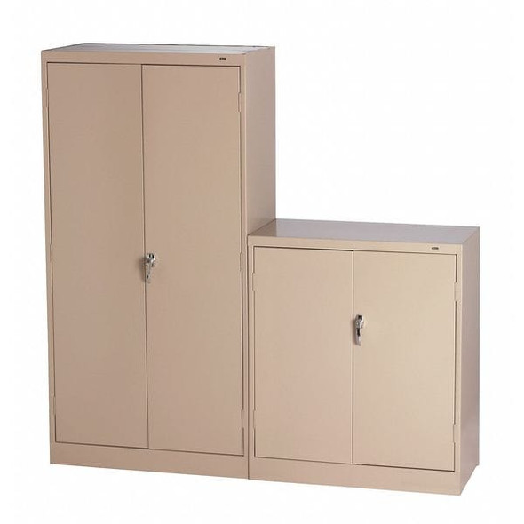 Combo Wardrobe Storage Cabinet, 72 in H, 36 in W, 24 in D, Swing, Keyed, Medium Gray, 5 Shelves