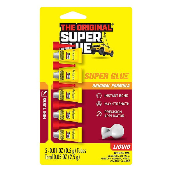 Super Glue Instant Adhesive,0.05 fl oz,Clear,PK5 11710551