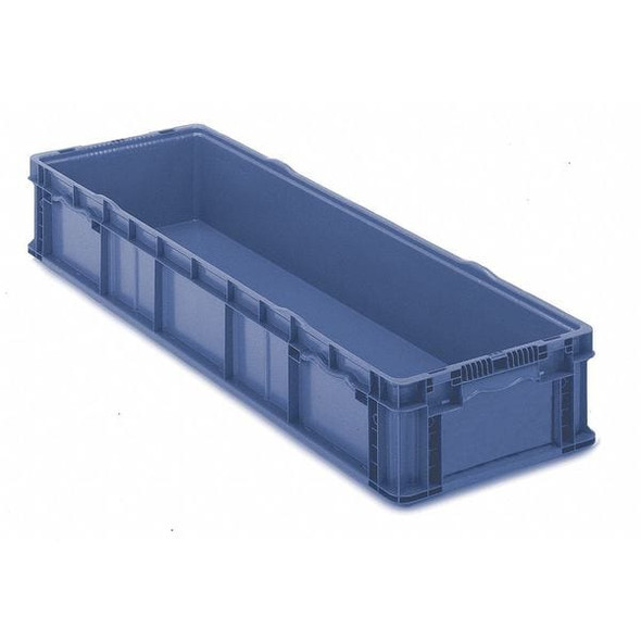 Solid & Stackable Straight Wall Storage Container, 17.2 gal, 48 in L x 15 in W x 7-1/2 in H, Gray